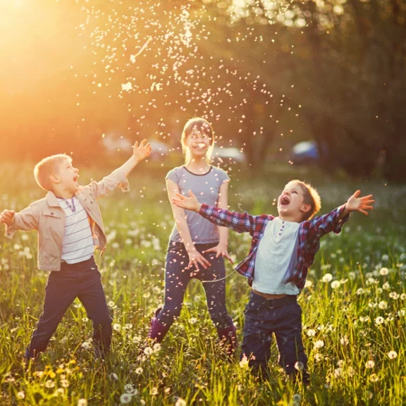 children playing in a field